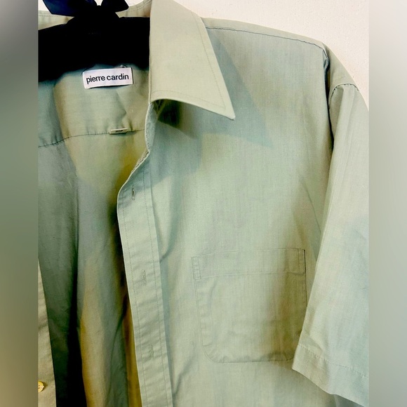 Pierre Cardin Green Short Sleeve Button Down Shirt, 17.5 8/8 - Picture 3 of 4